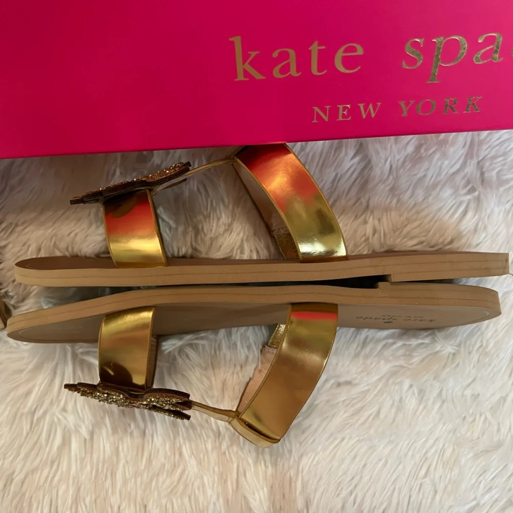 🎉HP🎉 Kate Spade Claire Gold Glitter Crab Sandal / Shoes - Picture 6 of 11